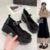 2024 Small Leather Shoes Women's Spring British Style Round Toe Thick Sole Increase Japanese Design Sense Single Shoes