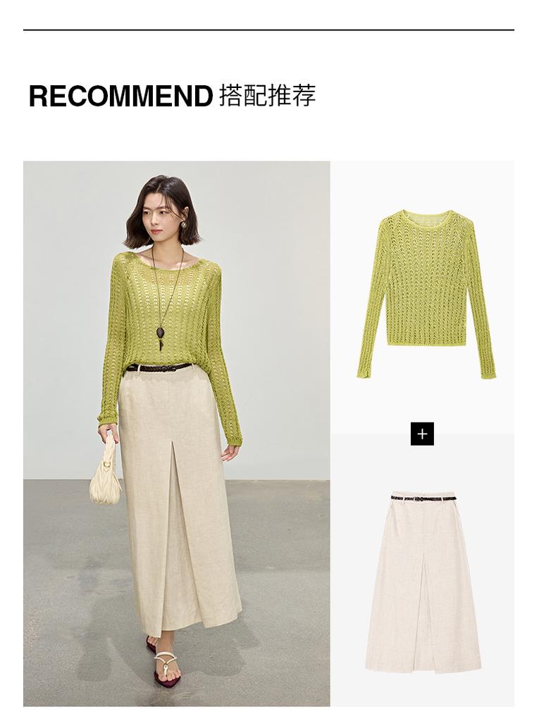 Loose linen hollow knitted sweater