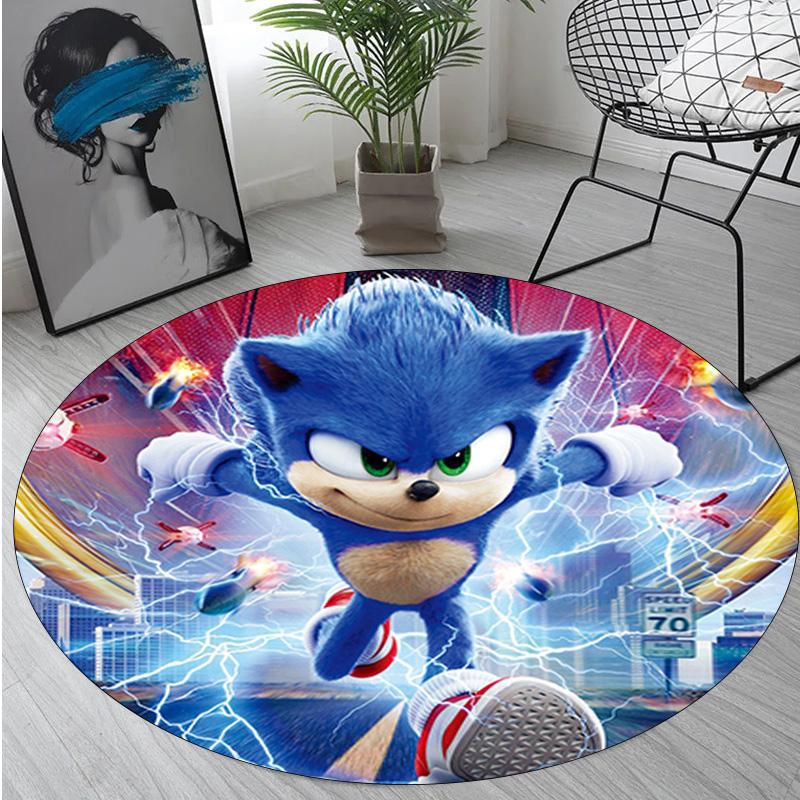 Sonic The Hedgehog Circular Rug - Office Decorative Carpet For Living Room Bedroom Door Mat Floor Rug Computer Chair Area Rug