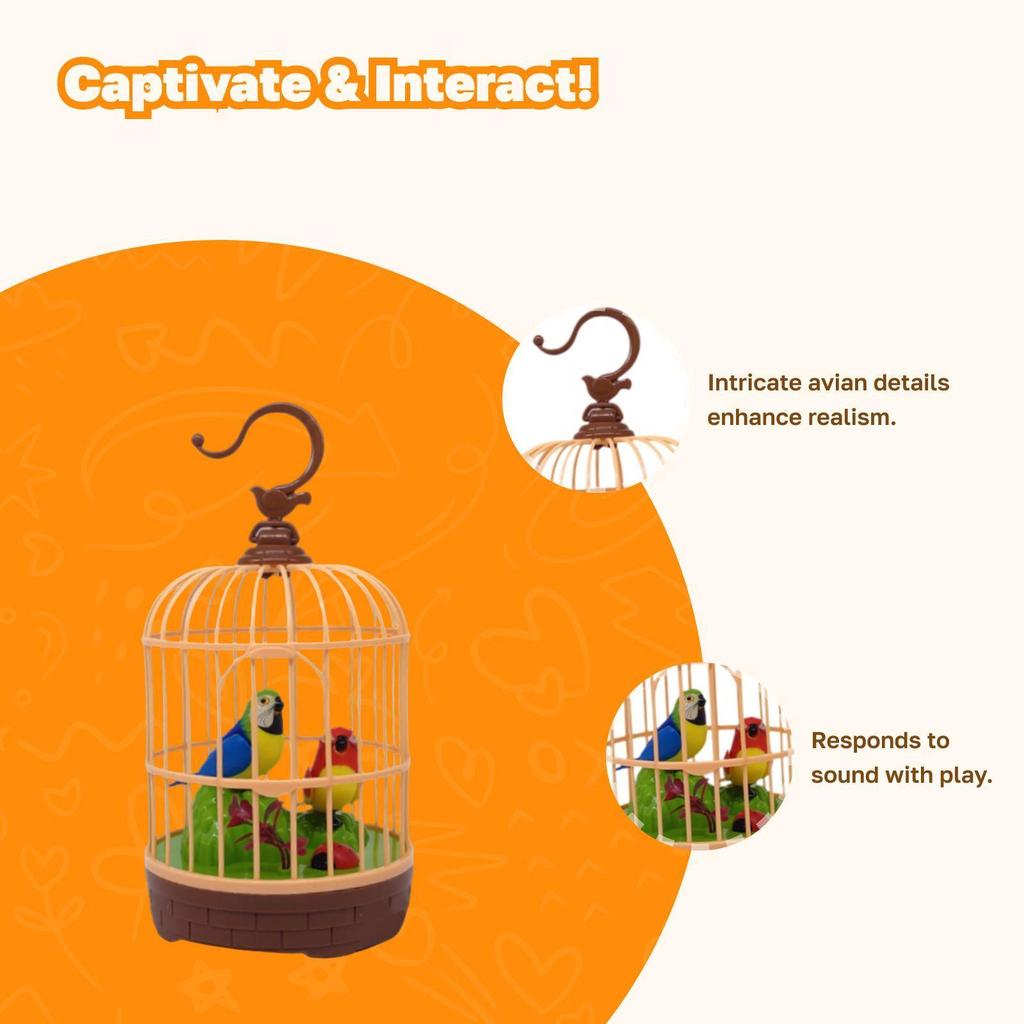Birds Birdcage Toy Movements Voice -activated Gifts for Children 4.2