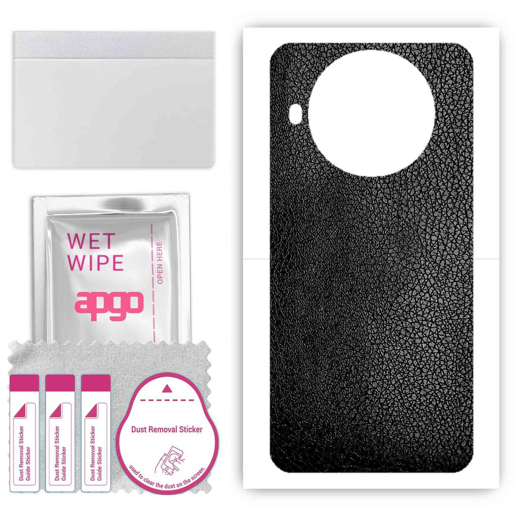 apgo Protective Skin Sticker for the Back Compatible with Cubot Note 20 Pro, Wrap Film, Foil, Vinyl - Pattern Black Leather