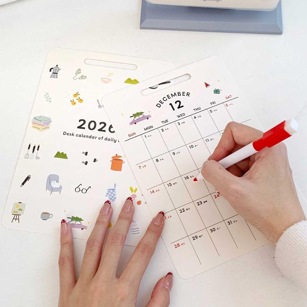 Cartoon Cartoon Desk Planner Page Flipping 2026 Cute Student Calendar 2026 Desk Calendar Office