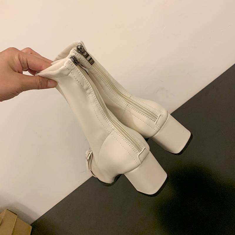 Модные Aphixta Роскошные Кожаные Женские Ботильоны Металлическая Пряжка Застежка-молния сзади Современные Ботинки Обувь Женские Ботинки botines para mujeres