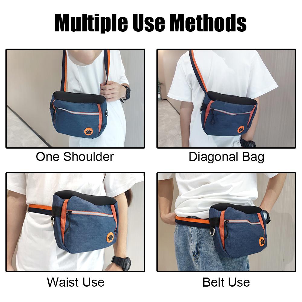 Сумка для лакомств для собак на открытом воздухе, большая вместимость, зоотовары, сумка для закусок для домашних животных, многофункциональная диагональная сумка с карманом на талии, сумка для дрессировки домашних животных