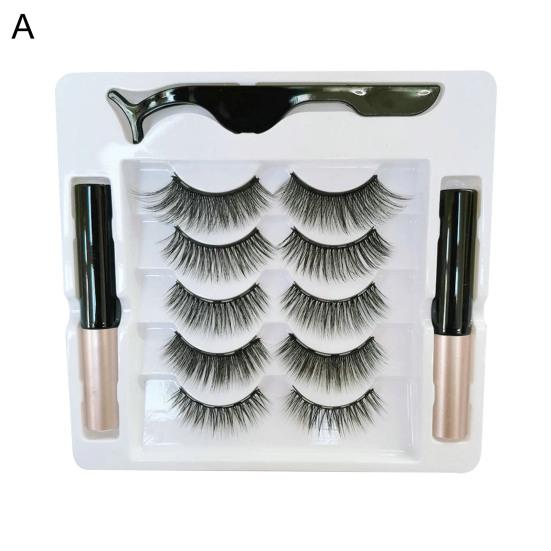 1 Set Magnetic Eyelashes with Eyeliner Tweezer Natural Looking Magnetic Fake Lashes with Applicator Tool Women Girls Eye Makeup Tools