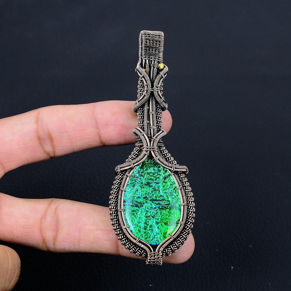 Австралийский тройной опал, драгоценный камень, чистая медная проволока, обернутая подвеской ручной работы, ювелирное изделие для рождественского подарка