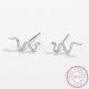 Creative Snake Shape Zircon Stud S925 Silver Earring for Women Animal Original Authentic Sterling Silver Anniversary Jewelry Sterling Silver Jewelry
