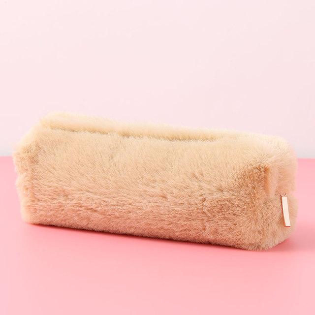Cute Fashion Plush Zipper Pencil Bag School Office Supplies Stationery Pouch Purse Storage Cute Makeup Bags Pencil Box