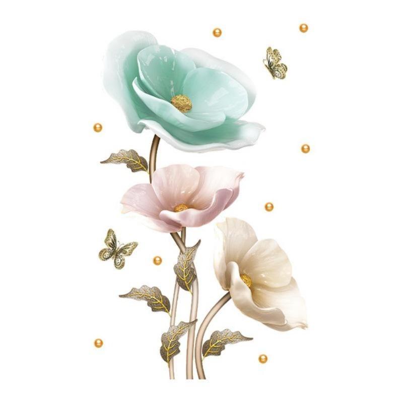 Красочные цветы и бабочки Электростатическая наклейка на стену для окон