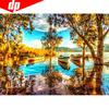 5D DIY Алмазная картина Пейзаж Алмазная мозаика Пейзаж Полный круглый горный хрусталь Изображение
