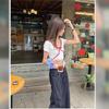 Женская летняя футболка с коротким рукавом, новая, Spice Girl, облегающая и тонкая, с красным бантом, студенческая, с V-образным вырезом, короткий топ, модная