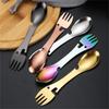 Stainless Steel Multi-function Knife Spoon and Fork One Outdoor Camping Portable Fork and Spoon Multi-purpose Bottle Opener Can Opener