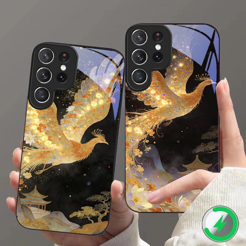 Потрясающая картинка Феникса, подходящая для Samsung Galaxy S25 Ultra S20 FE S21 S22+ S23 Plus S24 S26 Edge, магнитный стеклянный чехол для телефона