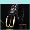 Handmade Leather Belt For Men With Oldstyle Buckle And Woven Pattern For Urban Casuals