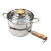 18cm Yukihira Pot with Steamer, Stainless Steel, Gas/induction Compatible, Easy-to-use, Pouring Spout, Wooden Handle, Hammered Finish