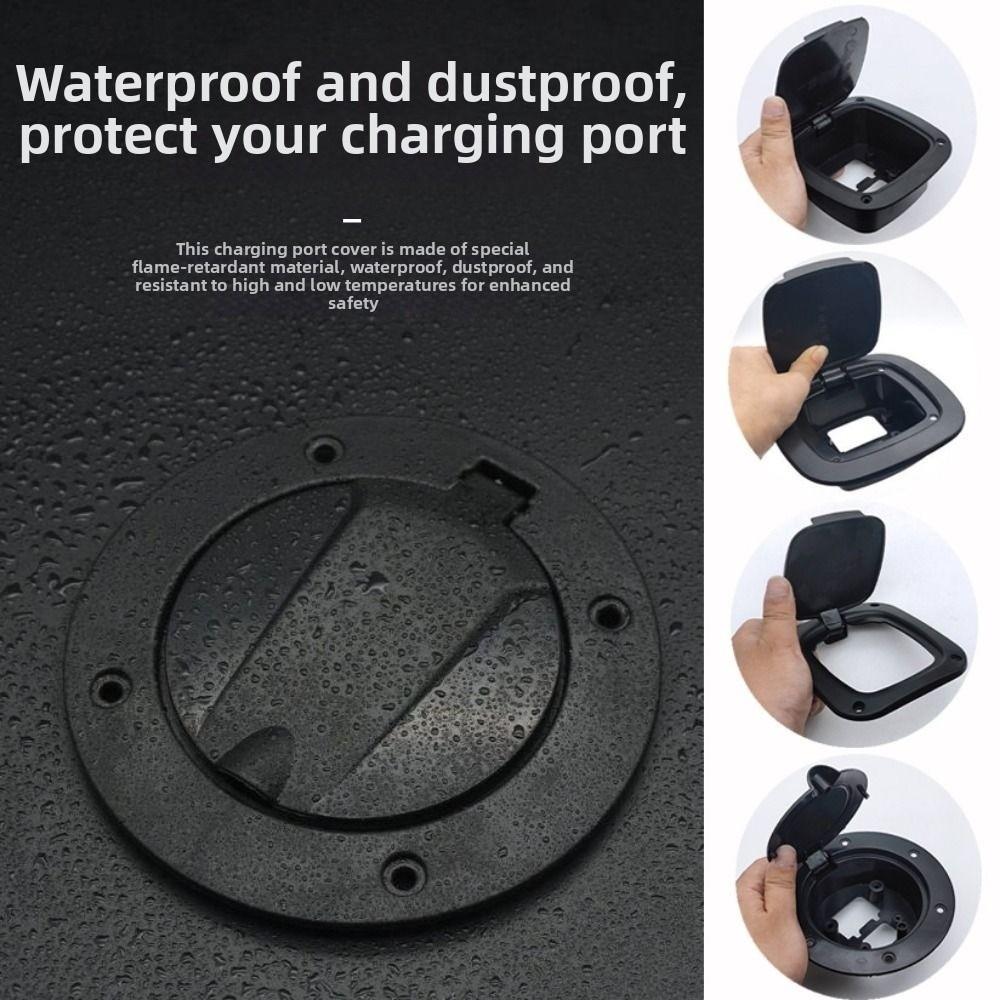 Black Four Wheel Car Fuel Tank Cap Scooter Charging Port Protective Cover Electric Tricycle Parts