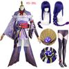 Raiden Shogun Cosplay Costume Wig Purple Long Hair Halloween Costumes Full Set Baal Shougun Cosplay
