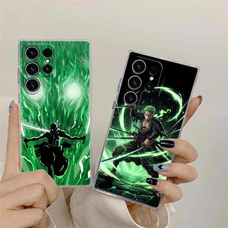 ZORO Roronoa One Pieces S26 Ultra Case Coque For Samsung Galaxy S25 S26 S24 S23 Ultra S22 S20 Plus S21 FE A57 Clear Phone Cover