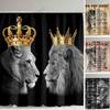Черный Серый Корона Лев Король Королева Занавеска для душа Ретро Текст для Детей Дочери Сына Занавеска для ванны Современная Занавеска для ванной