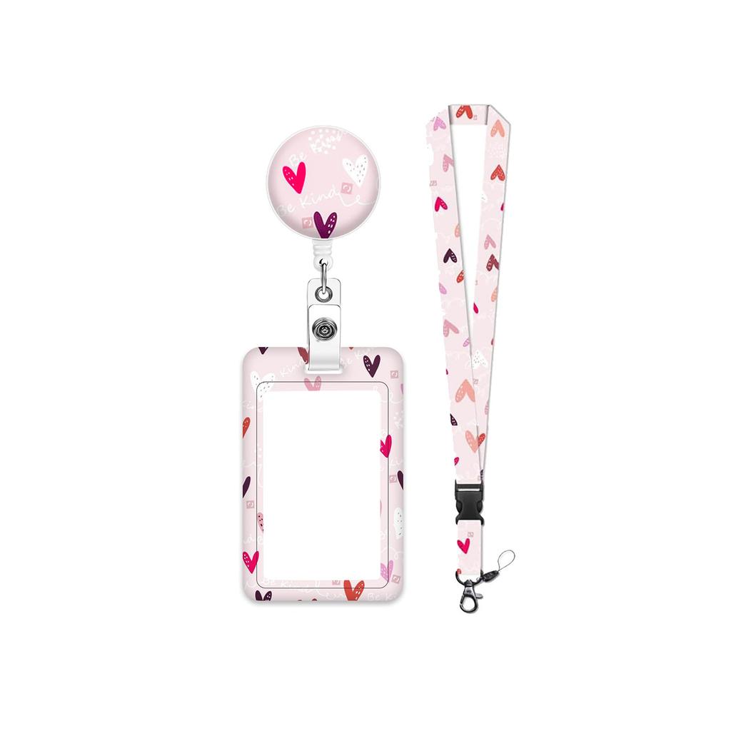 Butterfly Neck Lanyard with Badge Card Holder Retractable Badge Holder and Detachable Neck Strap Set for Office School