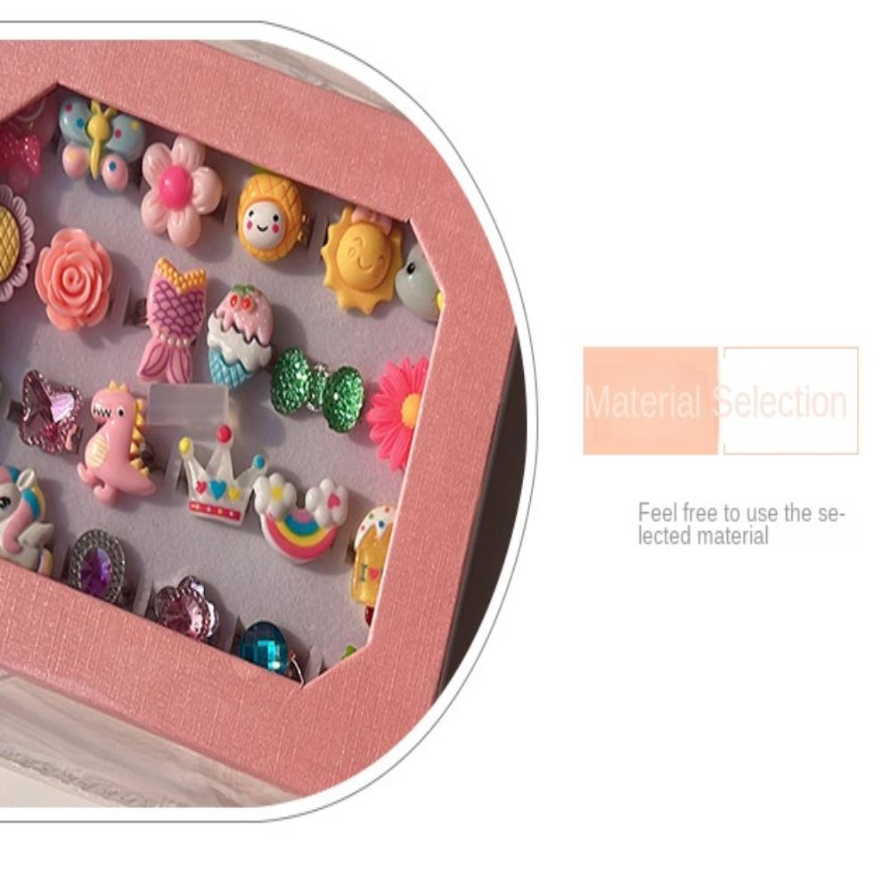 24 шт./набор Яркий цвет Мультяшные детские кольца Набор Мультяшные животные Набор колец Игрушка Девочки