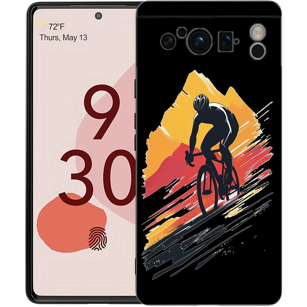 Чехол для телефона с рисунком Велоспорт на горных велосипедах Для Google Pixel 9 8 9A 8A 7 7A 6 Pro XL 6A 5G Черный Мягкая задняя крышка Роскошный TPU чехол