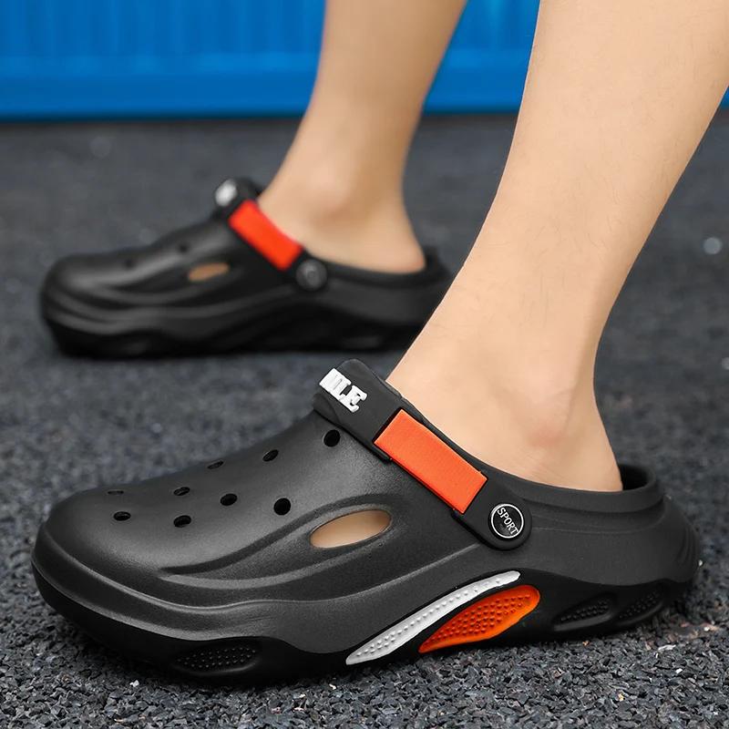2025 летние мужские тапочки легкие EVA мужские повседневные туфли Hole Shoes Outdoor Garden Clogs мужские пляжные плоские шлепанцы