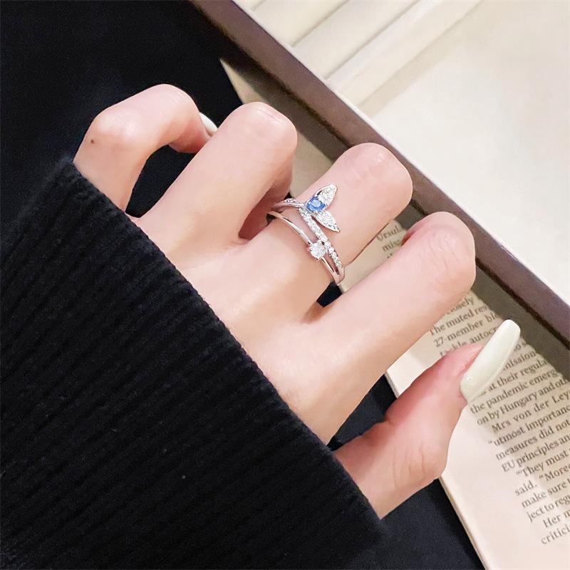 Light Luxury Fishtail Color Zir*****Pen Ring, High-End Sense Simple Niche Design Simple Trend Index Finger Ring