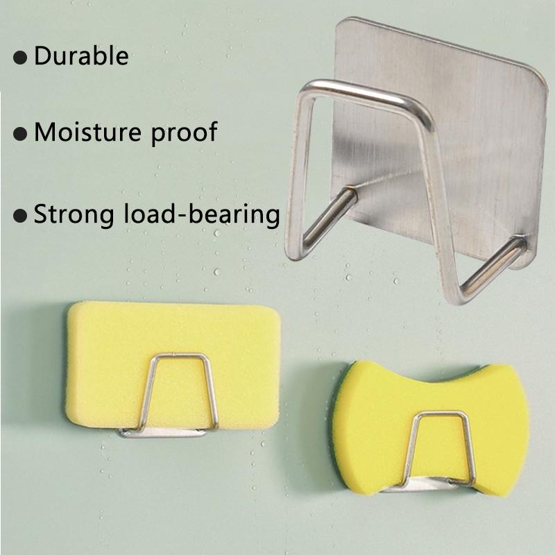 Держатель для губок из нержавеющей стали, сливная корзина для кухонной раковины, щетка для чистки слива, крючок, стеллаж для хранения губок, настенные крючки, домашний органайзер