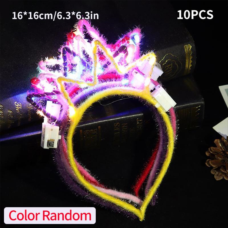 10pcs Luminous Headband Cat Bunny Ear Led Hairbands Flash Headband Light Up Hair Accessories Wedding Party Headdress