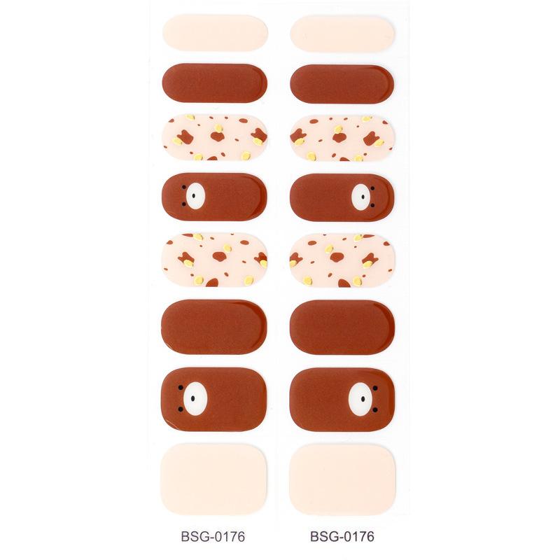 Наклейка для ногтей с рисунком 5D Полуотвержденная гелевая наклейка для ногтей декоративная Бронзовая