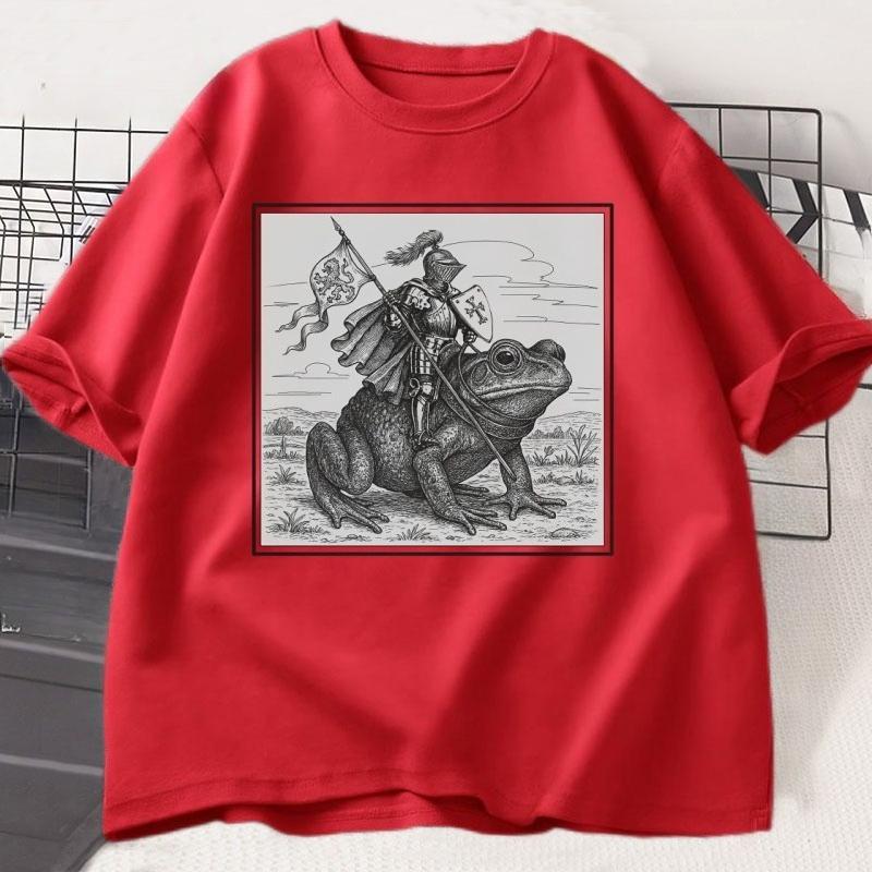 Vintage Medieval Knight T Shirt Funny Frog Knight Rider Tshirt Fashion Cotton Crew Neck Shortsleeved Top Unisex WOMEN Clothes