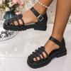 Fashion 2025 Summer Women Fashion Luxury Sandals Casual Thick Bottom Jelly Shoes Woven Roman Style Hollow Out Design Comfortable Sandals