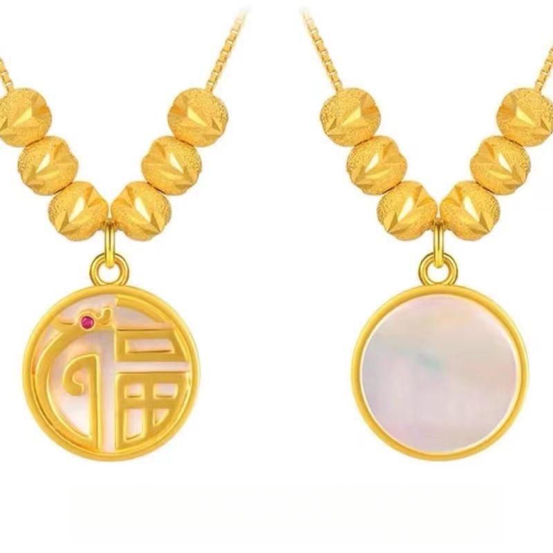 Новое благословение головы дракона фу и белых ракушек в стиле ретро, универсальная женская цепочка