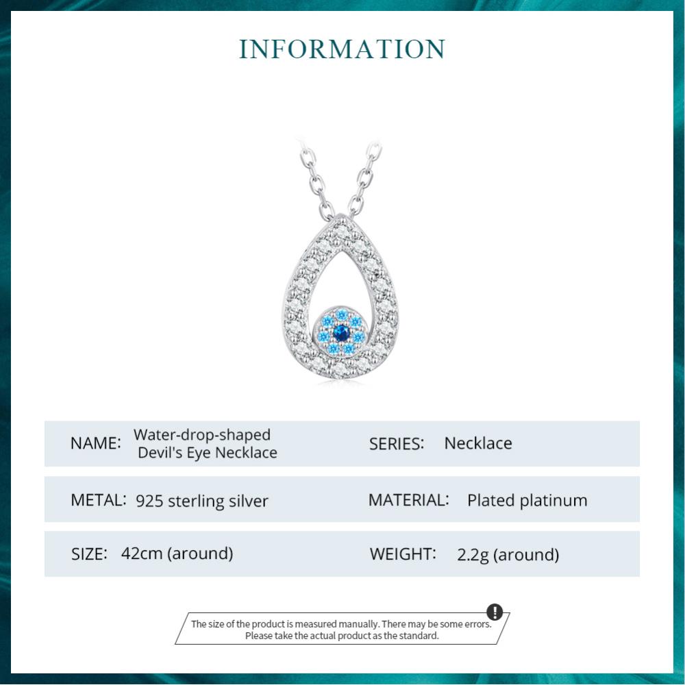 S925 Серебряное ожерелье в форме капли воды с синим цирконом и подвеской в виде глаза дьявола для женщин, классическая цепочка на шею, ювелирные изделия