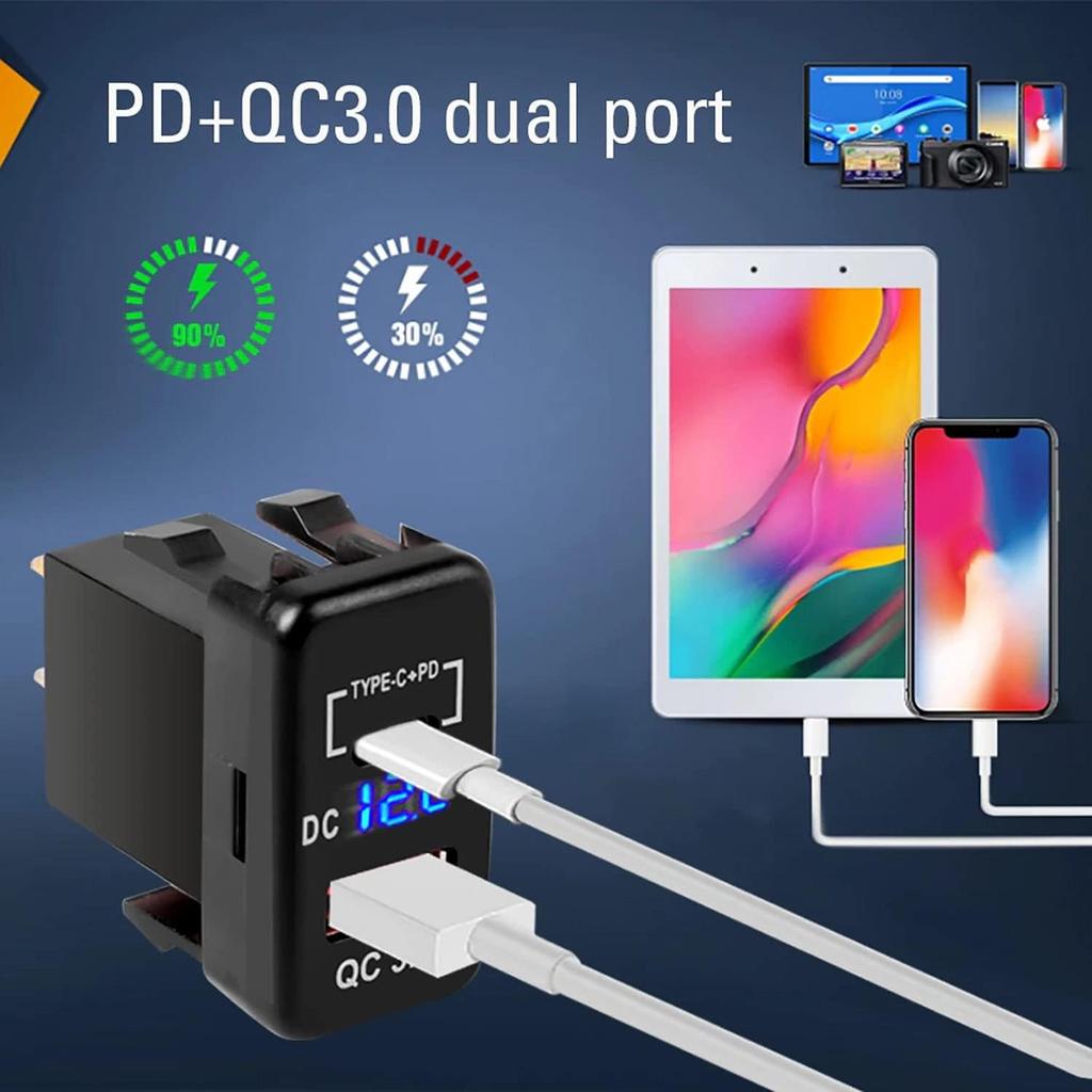 USB Автомобильное Зарядное Устройство Розетка Quick Charge 3.0 и PD USB C Порт Адаптер Розетки Питания для Автомобилей Toyota 12В/24В