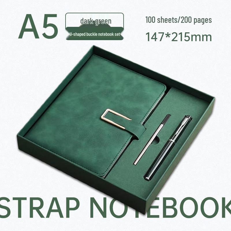 Элегантный подарочный набор блокнотов U-образной формы формата А5 с застежкой-пряжкой — идеально подходит для деловых встреч.