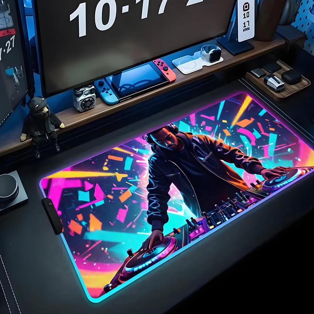 Коврик для мыши DJ RGB Игровой коврик для мыши Большой светодиодный коврик Настольный коврик для ПК Светящийся коврик для мыши Большие коврики для клавиатуры Настольный ковер с подсветкой