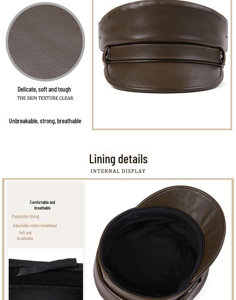 Унисекс натуральная кожа капитанская шляпа: Немецкий берет в стиле ретро-панк-мотоцикла Harley.