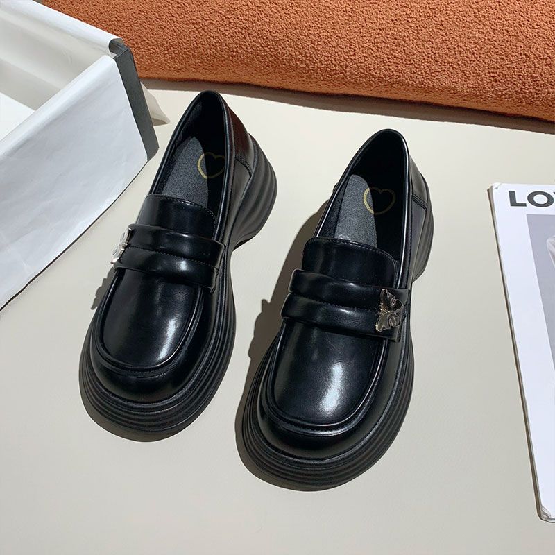 Женские туфли-лодочки на среднем каблуке с круглым носком на платформе кожаные повседневные лоферы обувь для женщин оптом Y2k в продаже корейский стиль 39