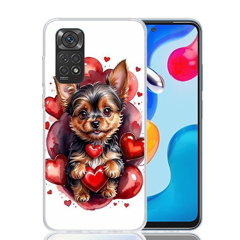 Lovely Puppy Heart Dogs Phone Case For Xiaomi Redmi Note 15 14 13 12S 12 Pro Plus 11S 11E 11 11T 10S 10 Art Soft Pattern Cover R