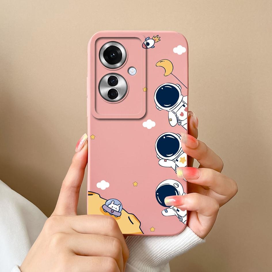 Чехол для OPPO A60 A59 Realme C65 12x Reno11 Pro, чехол для телефона с милым астронавтом-пилотом, противоударный, мягкий жидкий силикон, популярный чехол-бампер для OPPO