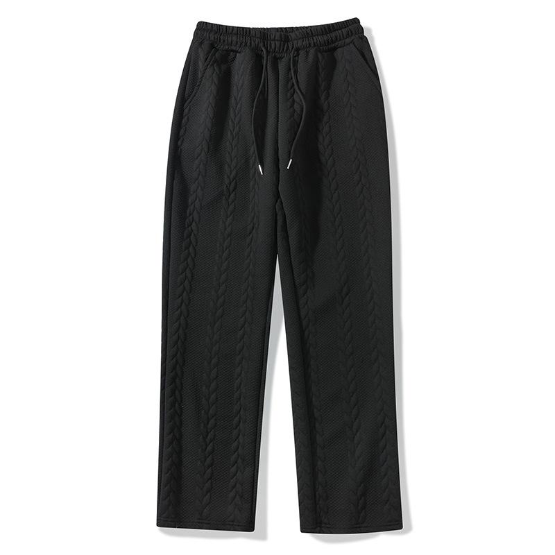 Новый Спорт и Отдых Свободный Однотонный Кружево Сборка Широкие Брюки Осень Мужские Прямые Мода