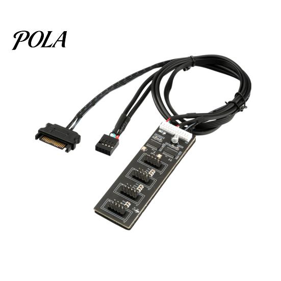 USB-хаб 2.0 с RGB-подсветкой и кабелем питания SATA, 1 на 4 порта, 9-контактный внутренний хаб-разветвитель для материнской платы, CPU, WiFi-приемника, вентилятора охлаждения