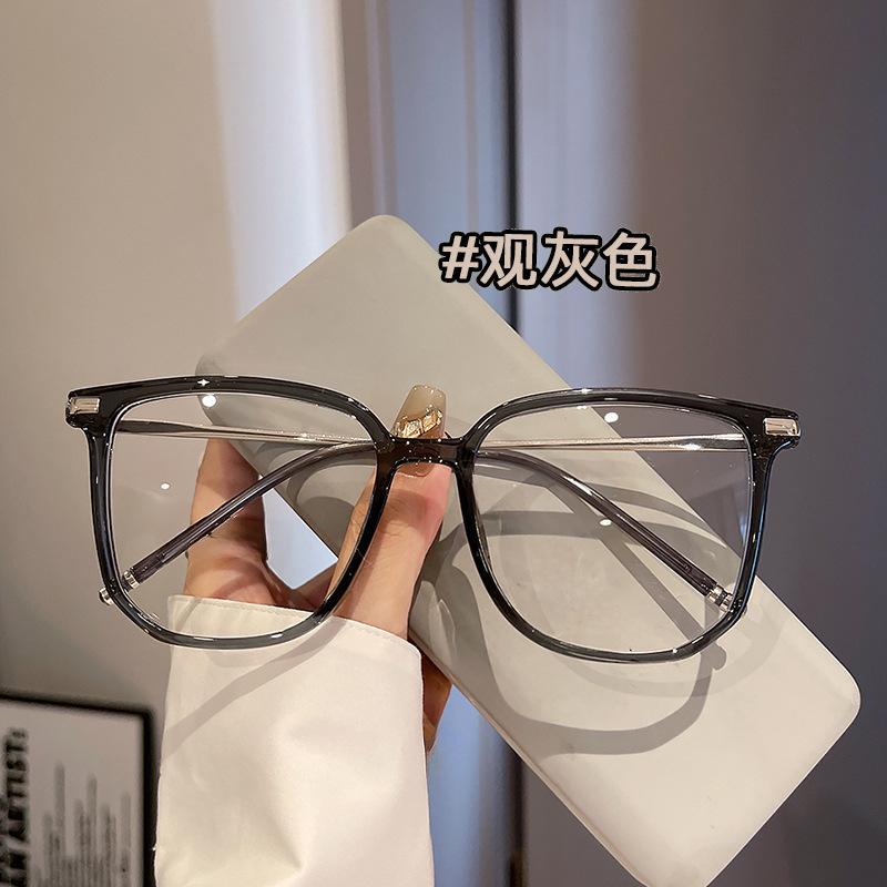 Brown plain anti-blue myopia glasses frame personalized large frame polygon eye protection flat glasses B