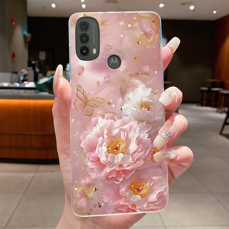 Case For Motorola MOTO E20 E30 E40 Clear Luxury Butterfly Fashion Flower Soft Silicone TPU Phone Cover for MOTO E40 E30 E20 Case