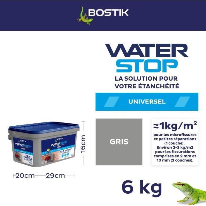 Membrane d’étanchéité - BOSTIK - Waterstop - Réparation fuites - Seau 6 kg - Gris