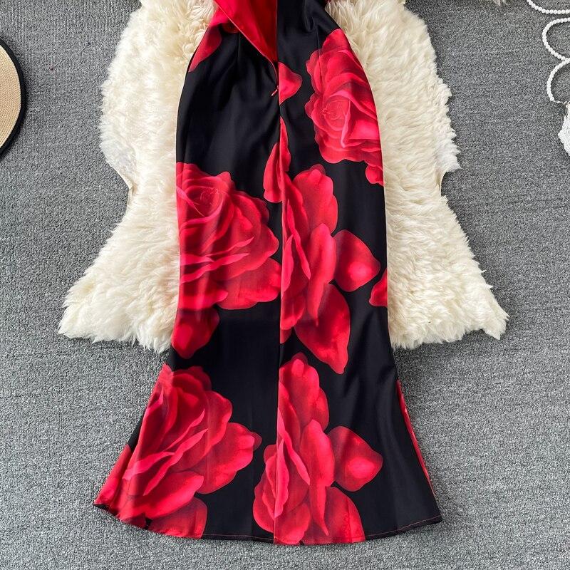 Весна Лето Черный Красный Контрастный Цвет Новые Женские Платья