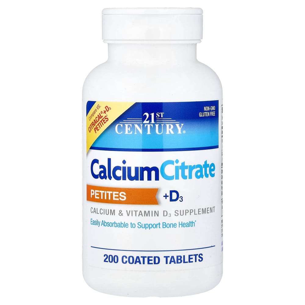 21st Century Sentry Calcium Citrate Petites + D3 Coated Tablets, 200 Count