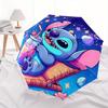 Stitch,Cosmic Fully automatic themed umbrella - 8 ribs durable iron frame, tri-fold compact design, perfect as a gift, travel umbrella, unis